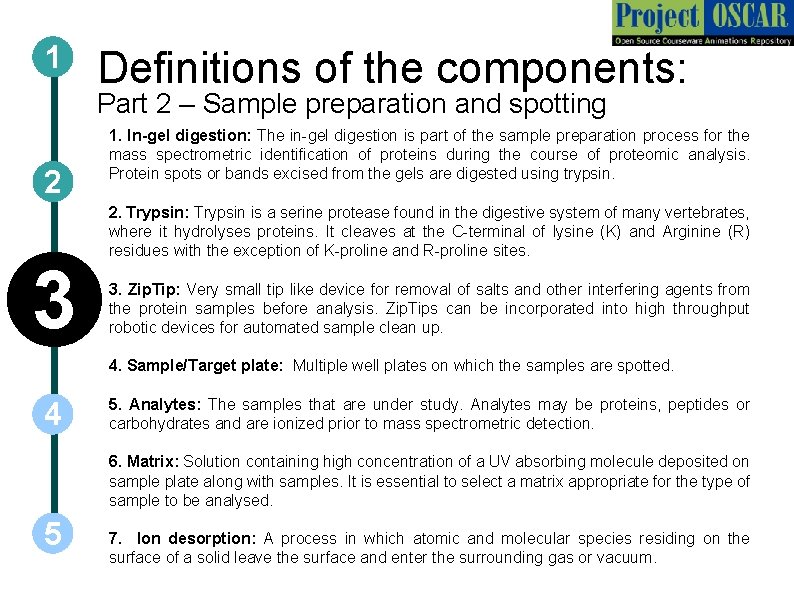 1 Definitions of the components: Part 2 – Sample preparation and spotting 2 3