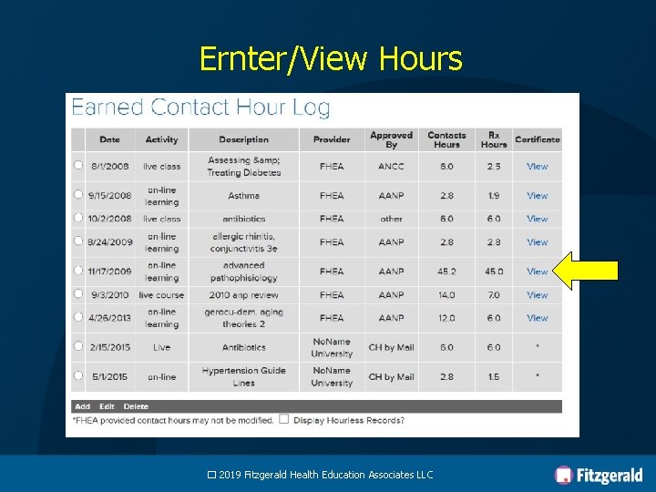 Ernter/View Hours � 2019 Fitzgerald Health Education Associates LLC 