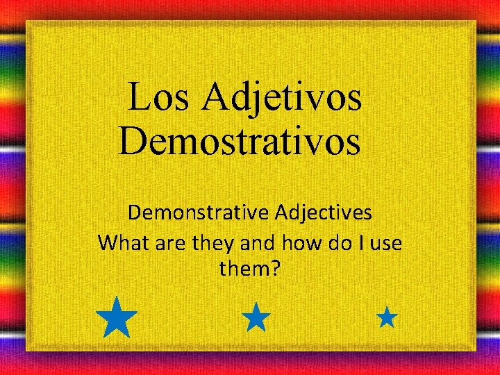 Los Adjetivos Demostrativos Demonstrative Adjectives What are they and how do I use them?