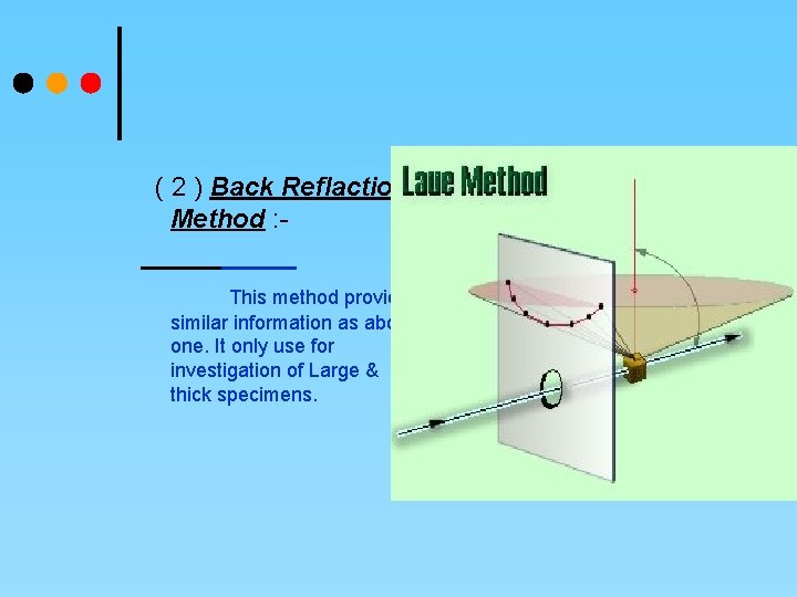 ( 2 ) Back Reflaction Method : This method provides similar information as above