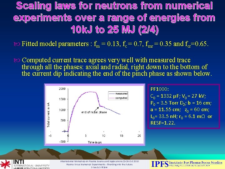 Scaling laws for neutrons from numerical experiments over a range of energies from 10