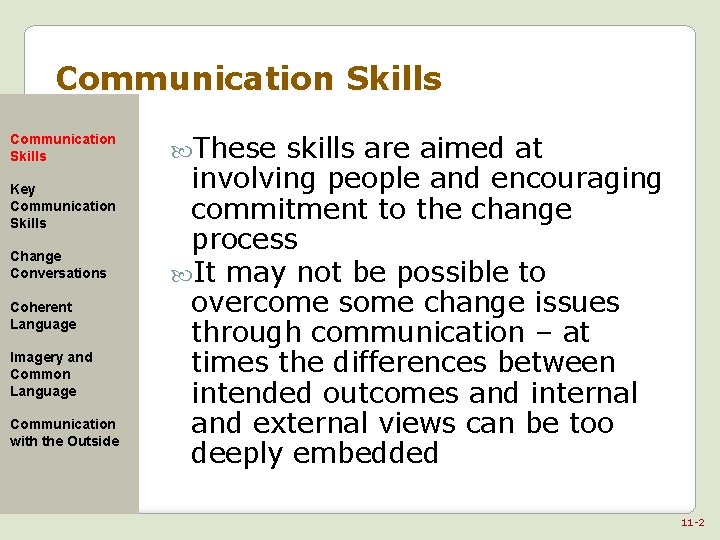 Communication Skills Key Communication Skills Change Conversations Coherent Language Imagery and Common Language Communication