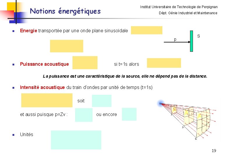 Institut Universitaire de Technologie de Perpignan Notions énergétiques n Dépt. Génie Industriel et Maintenance