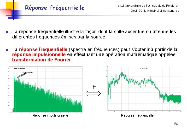 Réponse fréquentielle n n Institut Universitaire de Technologie de Perpignan Dépt. Génie Industriel et