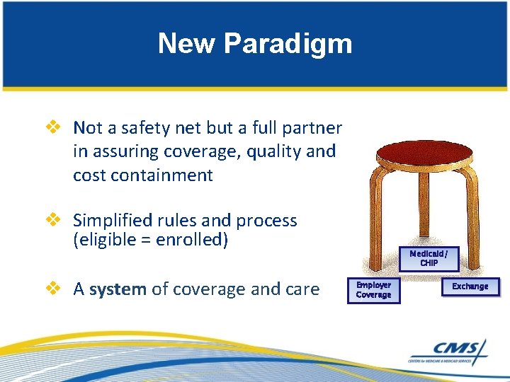 New Paradigm v Not a safety net but a full partner in assuring coverage,