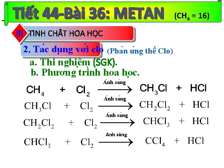 (CH 4 = 16) III TI NH CH T HO A HO C 2.