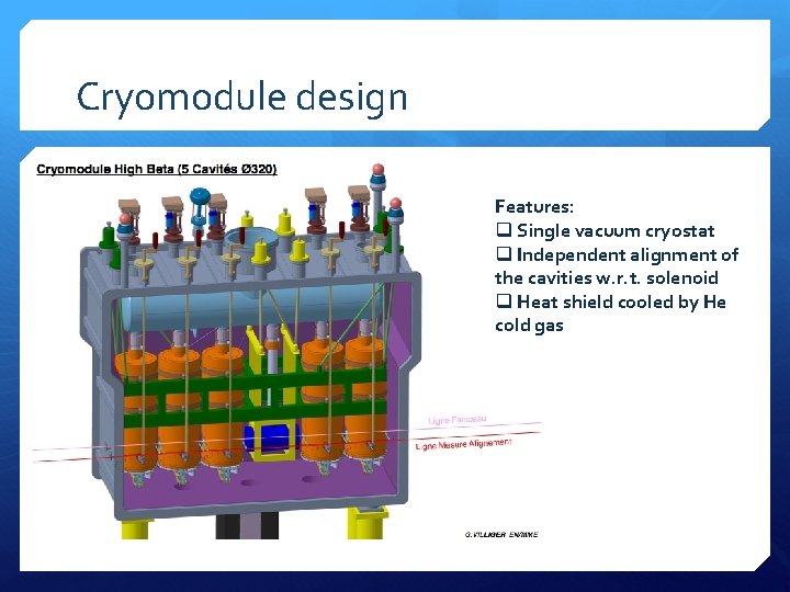 Cryomodule design Features: q Single vacuum cryostat q Independent alignment of the cavities w.