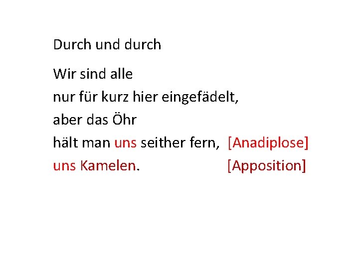 Durch und durch Wir sind alle nur für kurz hier eingefädelt, aber das Öhr