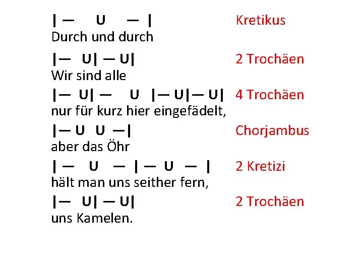 |— U — | Durch und durch |— U| Wir sind alle |— U|