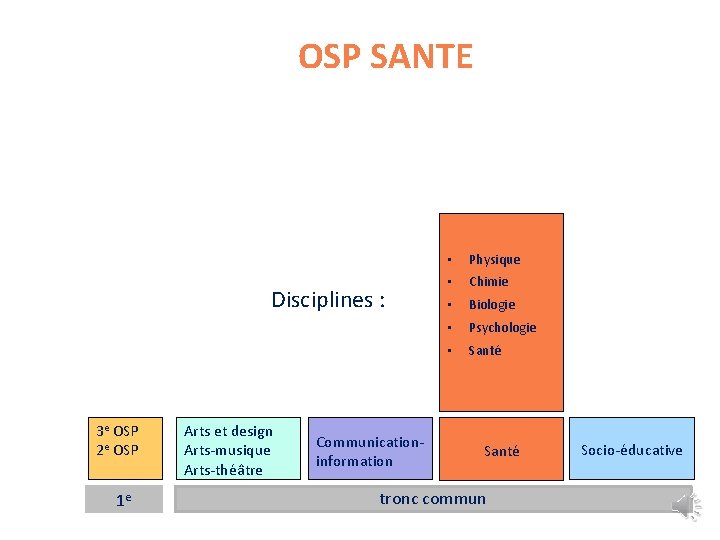OSP SANTE Disciplines : 3 e OSP 2 e OSP 1 e Arts et
