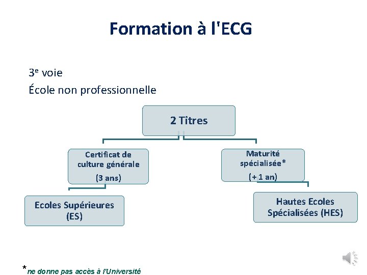 Formation à l'ECG 3 e voie École non professionnelle 2 Titres Certificat de culture
