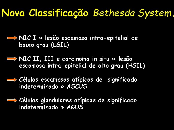 Nova Classificação Bethesda System. NIC I » lesão escamosa intra-epitelial de baixo grau (LSIL)