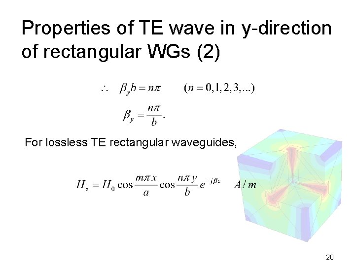 Properties of TE wave in y-direction of rectangular WGs (2) For lossless TE rectangular