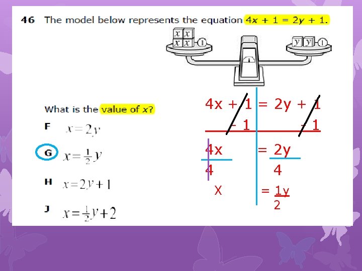 4 x + 1 = 2 y + 1 -1 -1 4 x 4