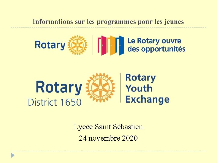 Informations sur les programmes pour les jeunes Lycée Saint Sébastien 24 novembre 2020 