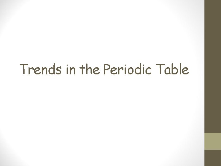 Trends in the Periodic Table 