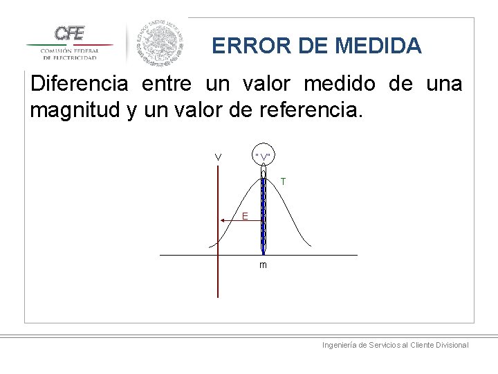 ERROR DE MEDIDA Diferencia entre un valor medido de una magnitud y un valor