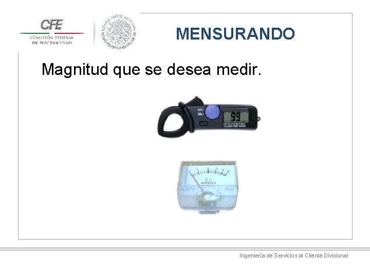 MENSURANDO Magnitud que se desea medir. Ingeniería de Servicios al Cliente Divisional 