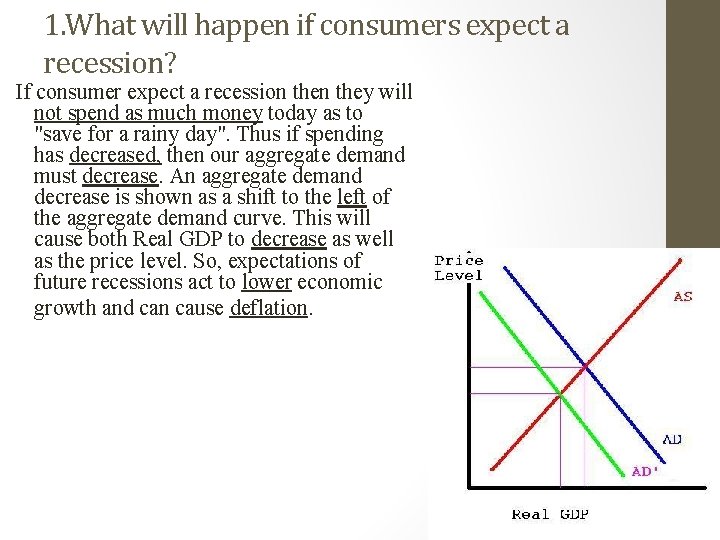 1. What will happen if consumers expect a recession? If consumer expect a recession