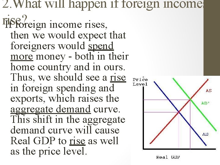 2. What will happen if foreign incomes rise? If foreign income rises, then we