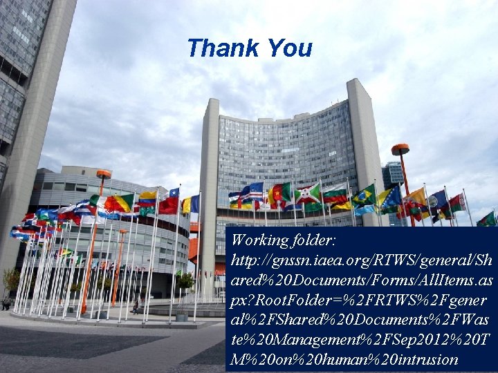 Thank You IAEA Working folder: http: //gnssn. iaea. org/RTWS/general/Sh ared%20 Documents/Forms/All. Items. as px?