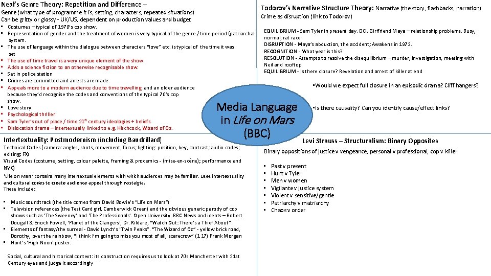 Neal’s Genre Theory: Repetition and Difference – Genre (what type of programme it is, Neal’s Genre Theory: Repetition and Difference – Genre (what type of programme it is,