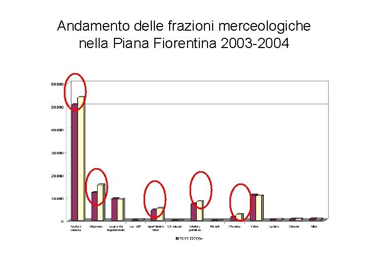 Andamento delle frazioni merceologiche nella Piana Fiorentina 2003 -2004 