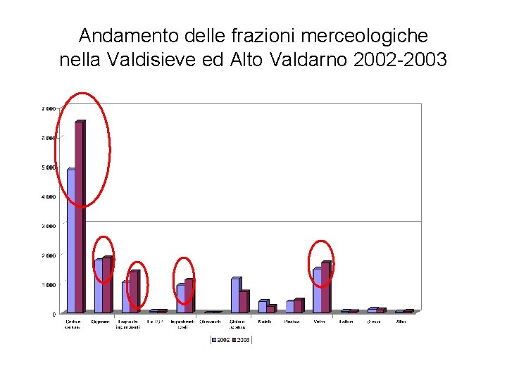 Andamento delle frazioni merceologiche nella Valdisieve ed Alto Valdarno 2002 -2003 