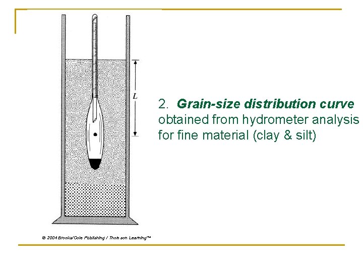 2. Grain-size distribution curve obtained from hydrometer analysis for fine material (clay & silt)