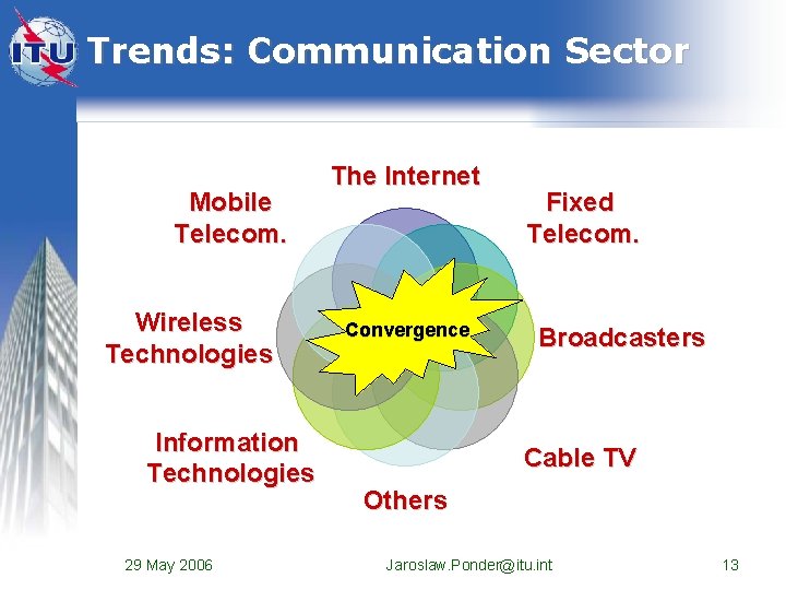 Trends: Communication Sector Mobile Telecom. Wireless Technologies Information Technologies 29 May 2006 The Internet