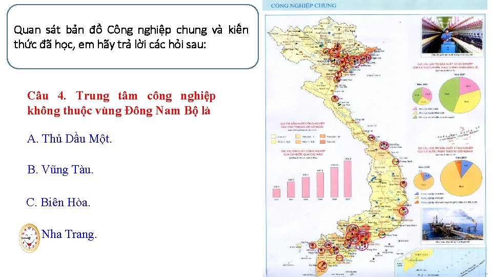 Quan sát bản đồ Công nghiệp chung và kiến thức đã học, em hãy