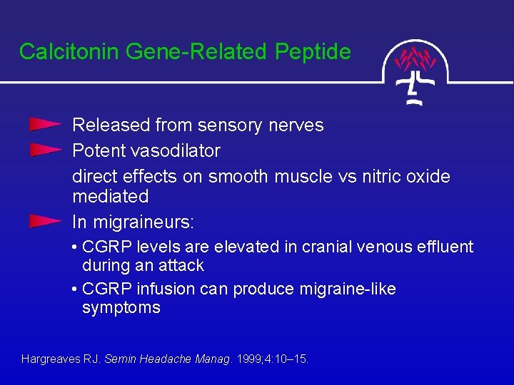 Calcitonin Gene-Related Peptide Released from sensory nerves Potent vasodilator direct effects on smooth muscle