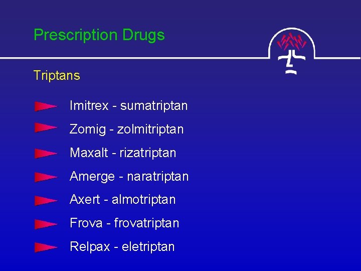 Prescription Drugs Triptans Imitrex - sumatriptan Zomig - zolmitriptan Maxalt - rizatriptan Amerge -