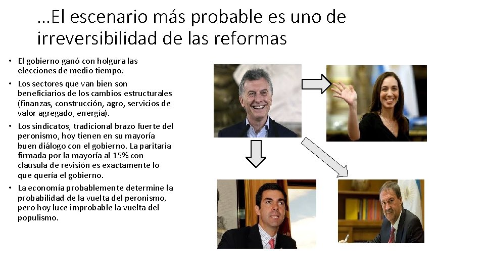 …El escenario más probable es uno de irreversibilidad de las reformas • El gobierno