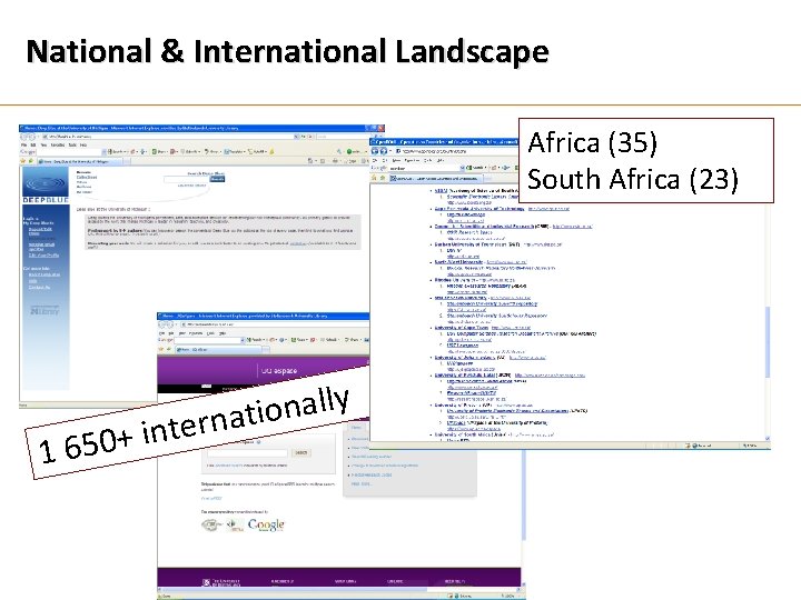 National & International Landscape Africa (35) South Africa (23) 1 650 ly l a