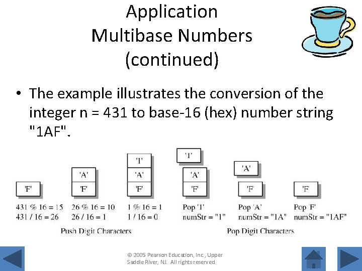 Application Multibase Numbers (continued) • The example illustrates the conversion of the integer n