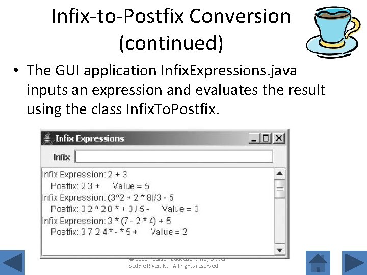 Infix-to-Postfix Conversion (continued) • The GUI application Infix. Expressions. java inputs an expression and