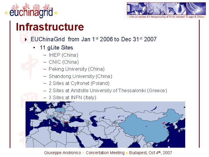 Infrastructure 4 EUChina. Grid from Jan 1 st 2006 to Dec 31 st 2007