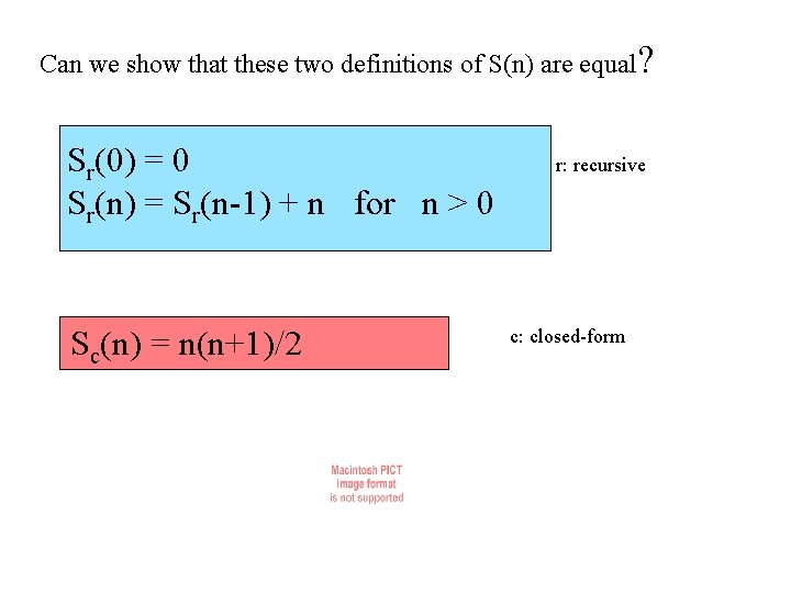 Can we show that these two definitions of S(n) are equal? Sr(0) = 0 Can we show that these two definitions of S(n) are equal? Sr(0) = 0