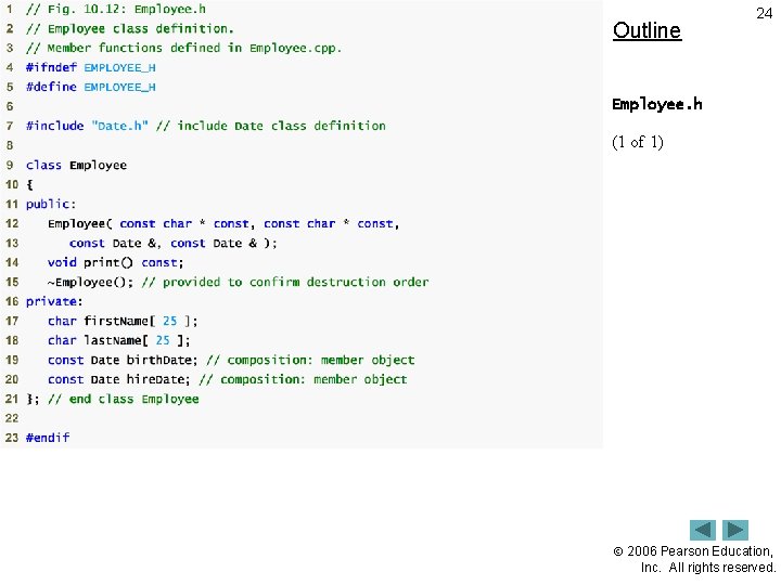 Outline 24 Employee. h (1 of 1) 2006 Pearson Education, Inc. All rights reserved.