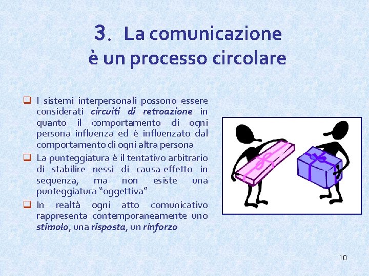 3. La comunicazione è un processo circolare q I sistemi interpersonali possono essere considerati