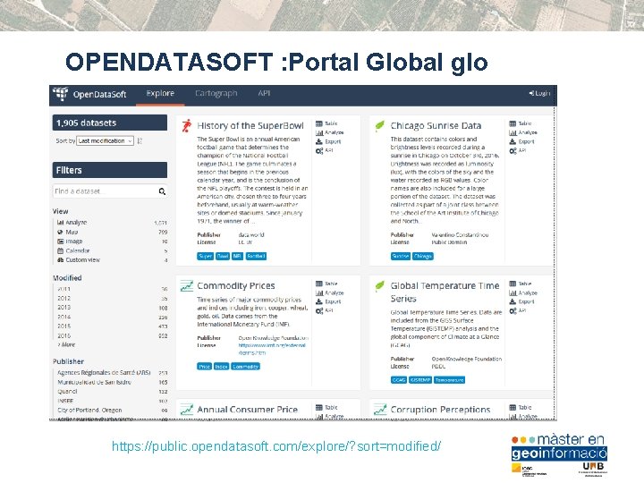 OPENDATASOFT : Portal Global glo https: //public. opendatasoft. com/explore/? sort=modified/ 