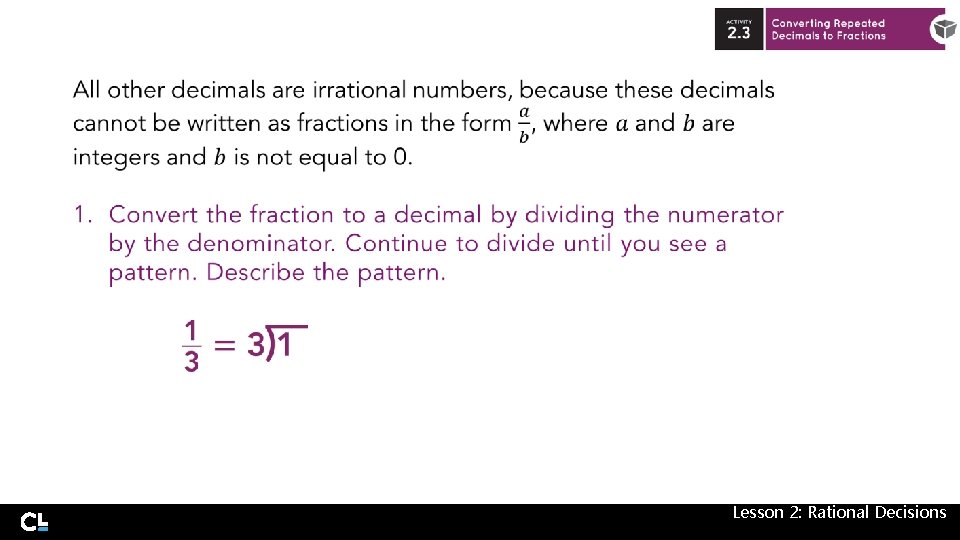 Lesson 2: Rational Decisions 