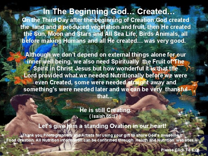 In The Beginning God… Created… On the Third Day after the beginning of Creation