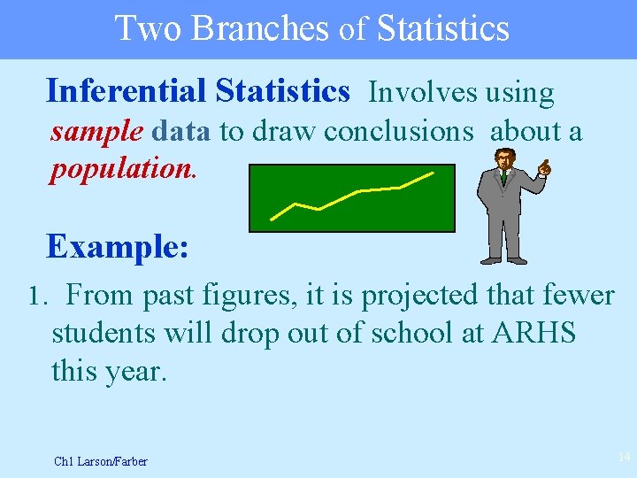 Two Branches of Statistics Inferential Statistics Involves using sample data to draw conclusions about