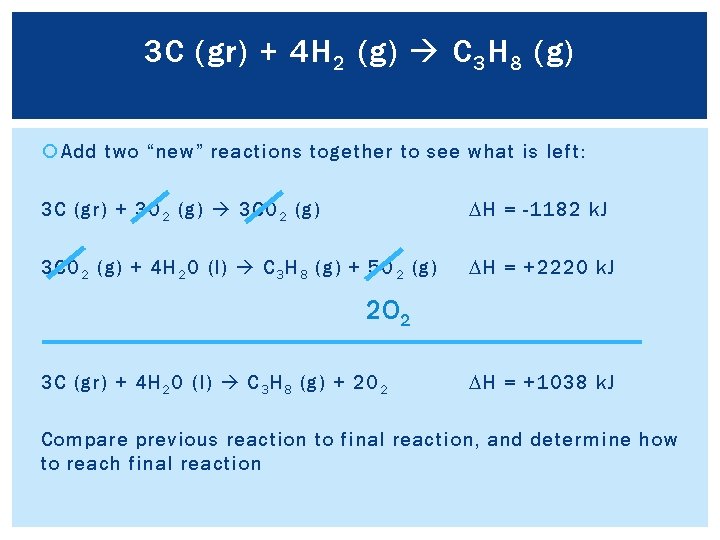 3 C (gr) + 4 H 2 (g) C 3 H 8 (g) Add