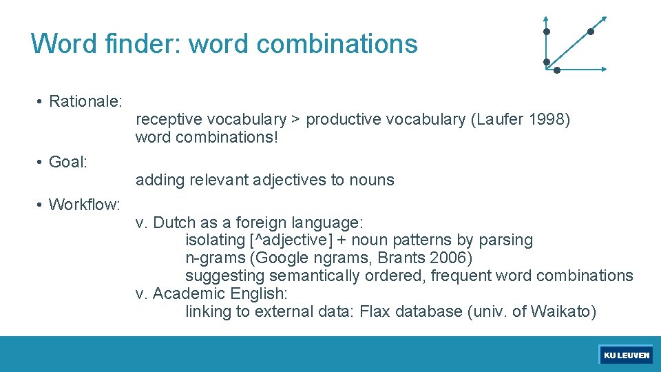 Word finder: word combinations • Rationale: • Goal: • Workflow: receptive vocabulary > productive