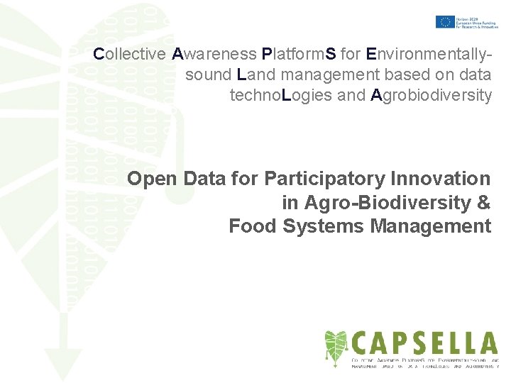 Collective Awareness Platform. S for Environmentallysound Land management based on data techno. Logies and