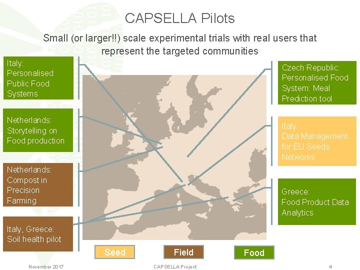 CAPSELLA Pilots Small (or larger!!) scale experimental trials with real users that represent the