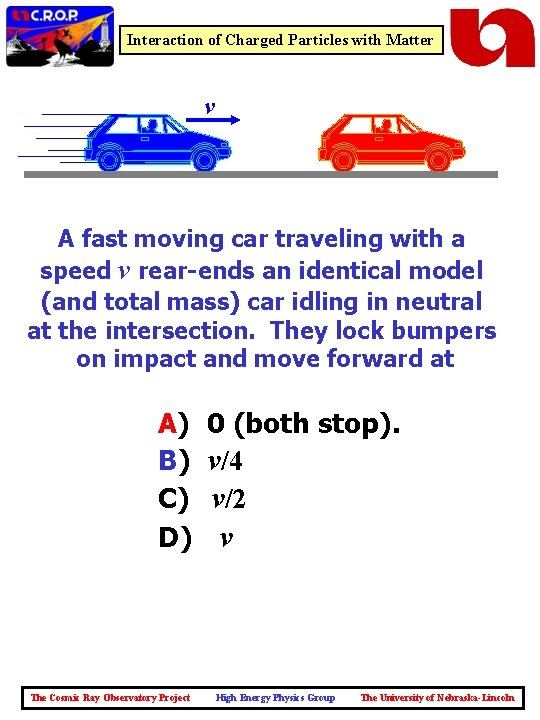 Interaction of Charged Particles with Matter v A fast moving car traveling with a